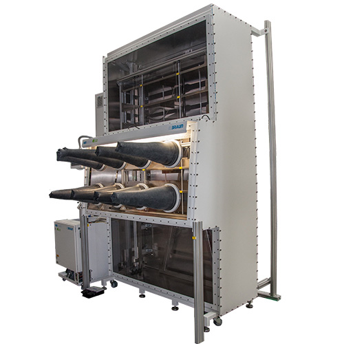 MBRAUN Custom Glove Box with special automated shelves